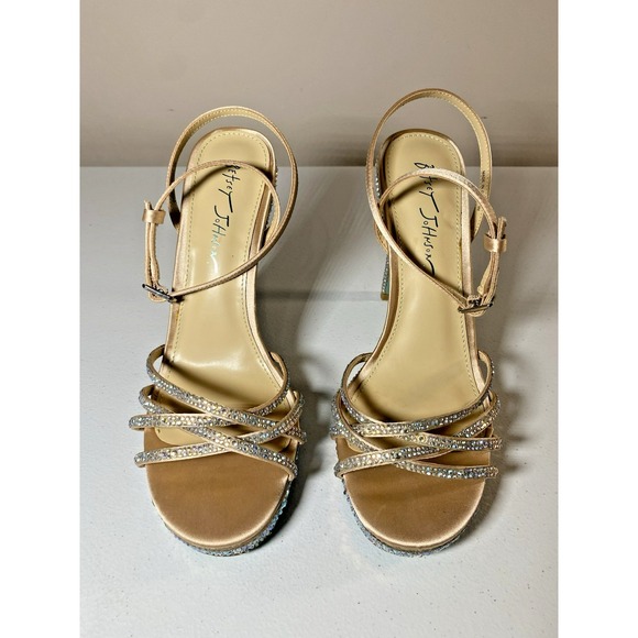 Betsey Johnson Aden Heels Womens Sz 9M‎ Glass Rhinestone Strappy Stiletto Heels - Picture 1 of 12